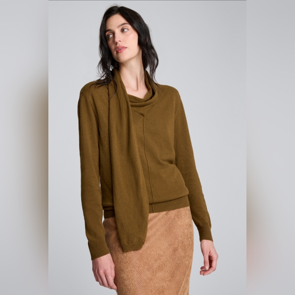 Zara Cashmere Bland Sweater with Scarf Detail